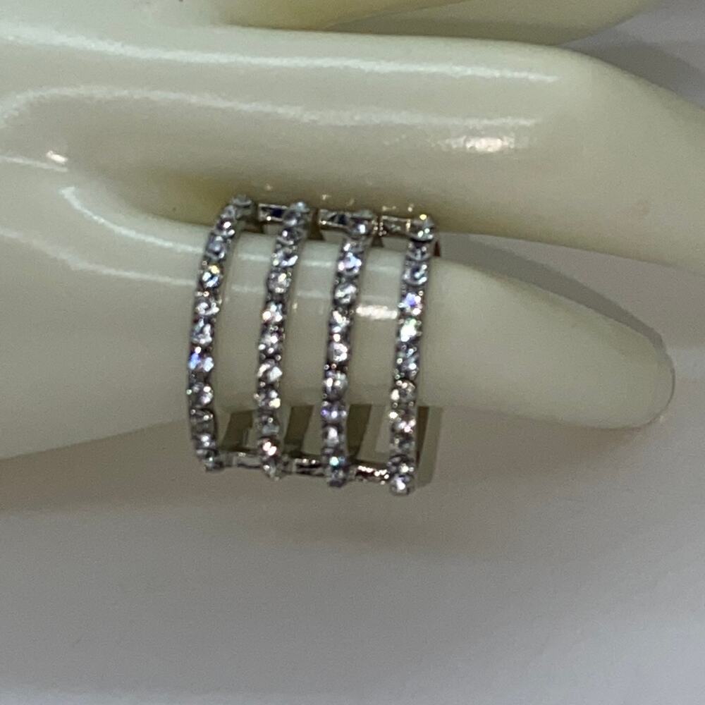 Silver-Tone Clear Rhinestone Caged Ring Women's Size 6.5